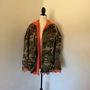 R13 Hooded Abu Jacket in Camo & Orange